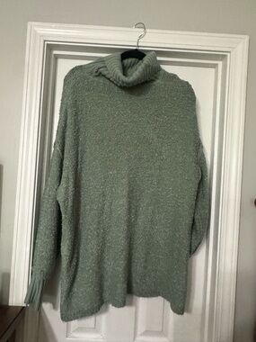 Pink Lily Sage Green Cozy Turtleneck Sweater